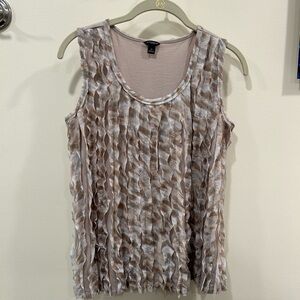 Ann Taylor Women's Ruffle Tank Top - Brown and Cream size Medium